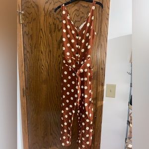 Monteau Los Angeles Brown Polka Dot Jumpsuit